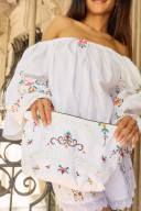 Embroidered Vintage Linen Clutch / Angie