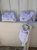 Embroidered Vintage Linen Pouch / Marcella