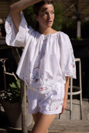 Blouse brodée en linge ancien/ Elvira