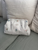Embroidered Vintage Linen Pouch / Josepha