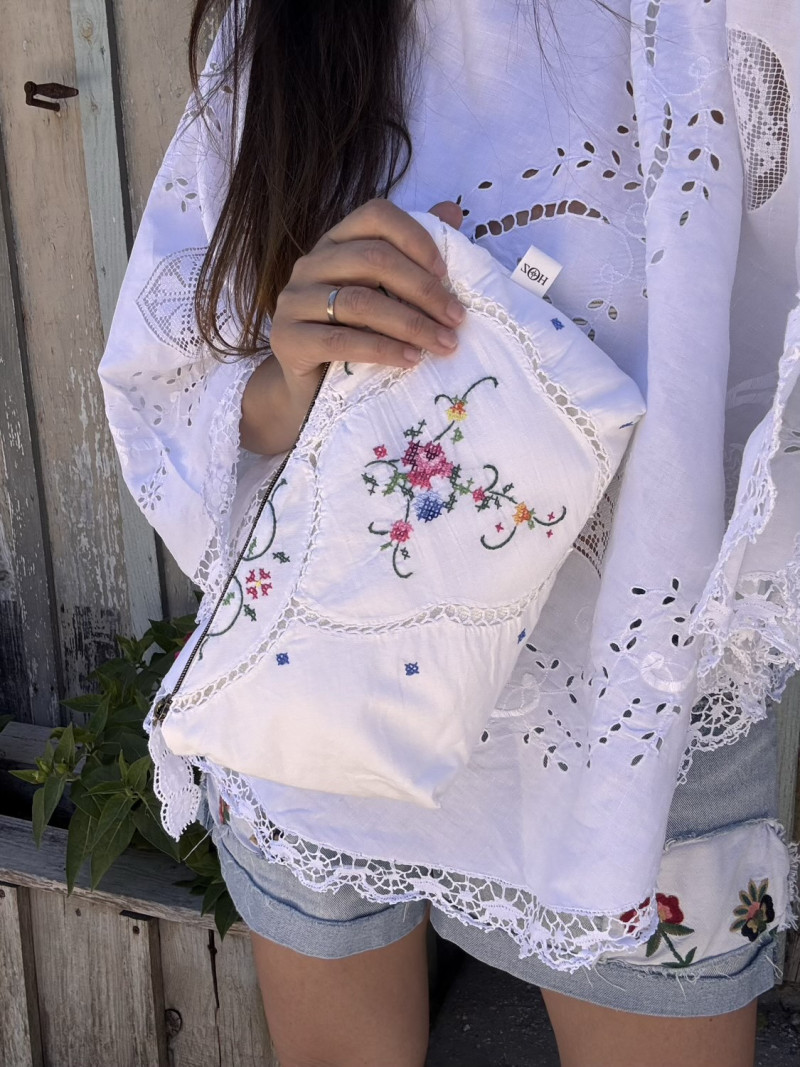 Ellen Vintage Linen Clutch