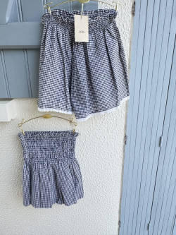 Top/jupe vichy marine Simone