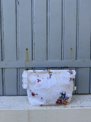Embroidered Vintage Linen Pouch / Billie