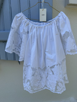 Embroidered Vintage Linen Blouse / Celeste