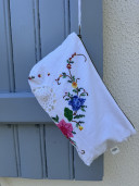 Embroidered Vintage Linen Pouch / Thea