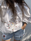 Embroidered Vintage Linen Blouse / Livia
