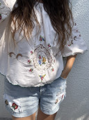 Embroidered Vintage Linen Blouse / Livia
