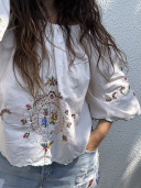 Embroidered Vintage Linen Blouse / Livia