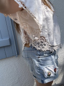 Blouse brodée en linge ancien/Axelle