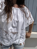 Embroidered Vintage Linen Blouse / Celeste