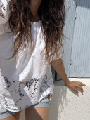 Embroidered Vintage Linen Blouse / Celeste