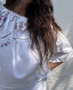 Embroidered Vintage Linen...