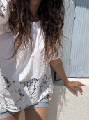 Blouse en linge ancien brodé /Ella