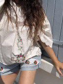Blouse brodée en linge ancien/ ALBA