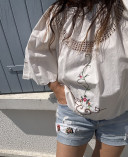 Blouse brodée en linge ancien/ ALBA