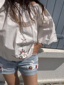 Blouse brodée en linge ancien/ ALBA