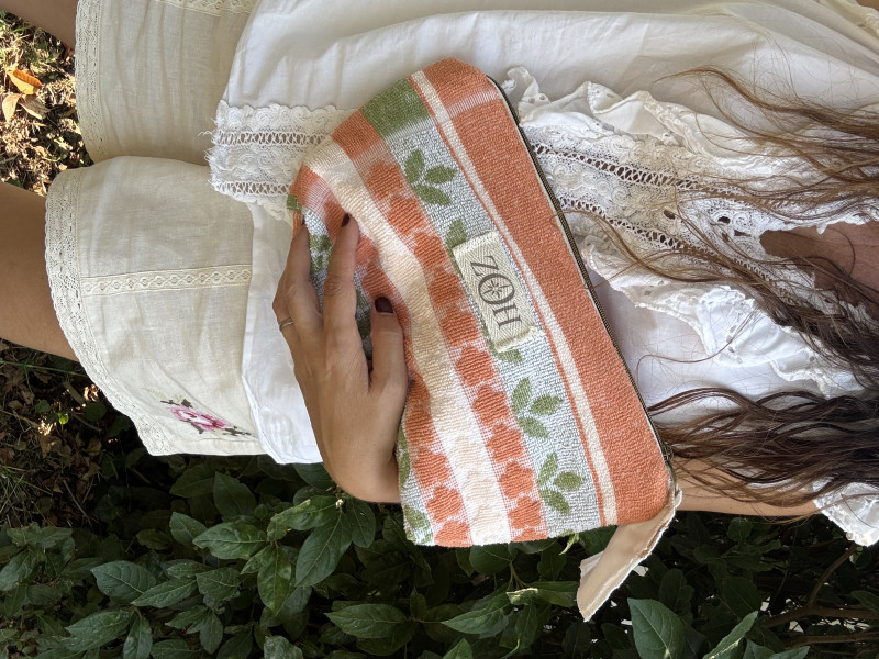Pochette éponge vintage orange