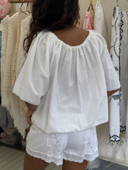 Ava Vintage Linen Blouse