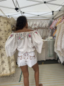MADELEINE Embroidered Vintage Linen Blouse