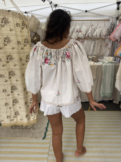 MADELEINE Embroidered Vintage Linen Blouse