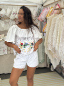 Embroidered Antique Linen Blouse / SALLY