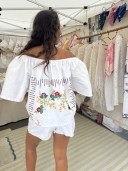 Blouse en linge ancien brodé /SALLY