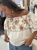 Embroidered Vintage Linen Blouse / Esmée
