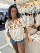 Embroidered Vintage Linen Blouse / Esmée
