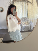 Poncho en linge ancien Flora