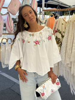 Flora Vintage Linen Poncho