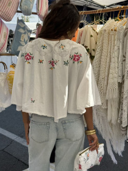 Flora Vintage Linen Poncho