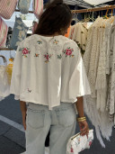 Poncho en linge ancien Flora