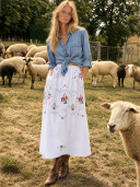 Jupe longue brodée Lena