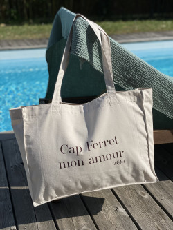 ''Cap Ferret mom amour'' Large tote bag