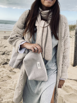 NINON  Greige terry pouch