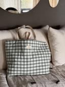 LILA / Maxi Gingham Tote - Celadon