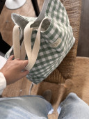 LILA / Maxi Gingham Tote - Celadon