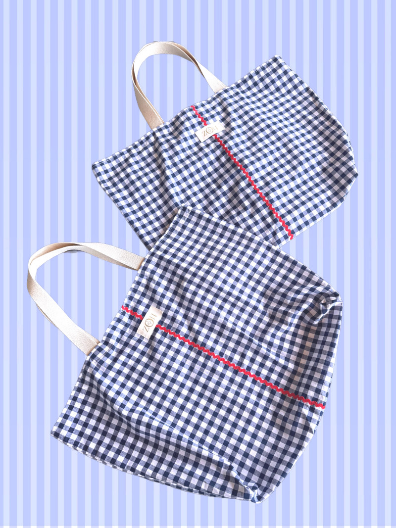 copy of Large checkered linen tote