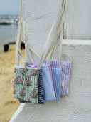 Pink striped shoulder pouch /SOFIA