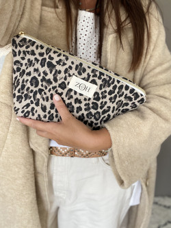 Pochette en lin Léopard XL