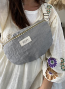 Sac banane en lin gris NINA