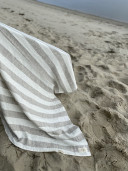Drap de bain Amaretto// en lin rayure taupe