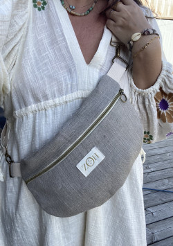 Sac banane en lin beige NINA