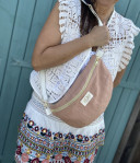 Sac banane en lin rose NINA